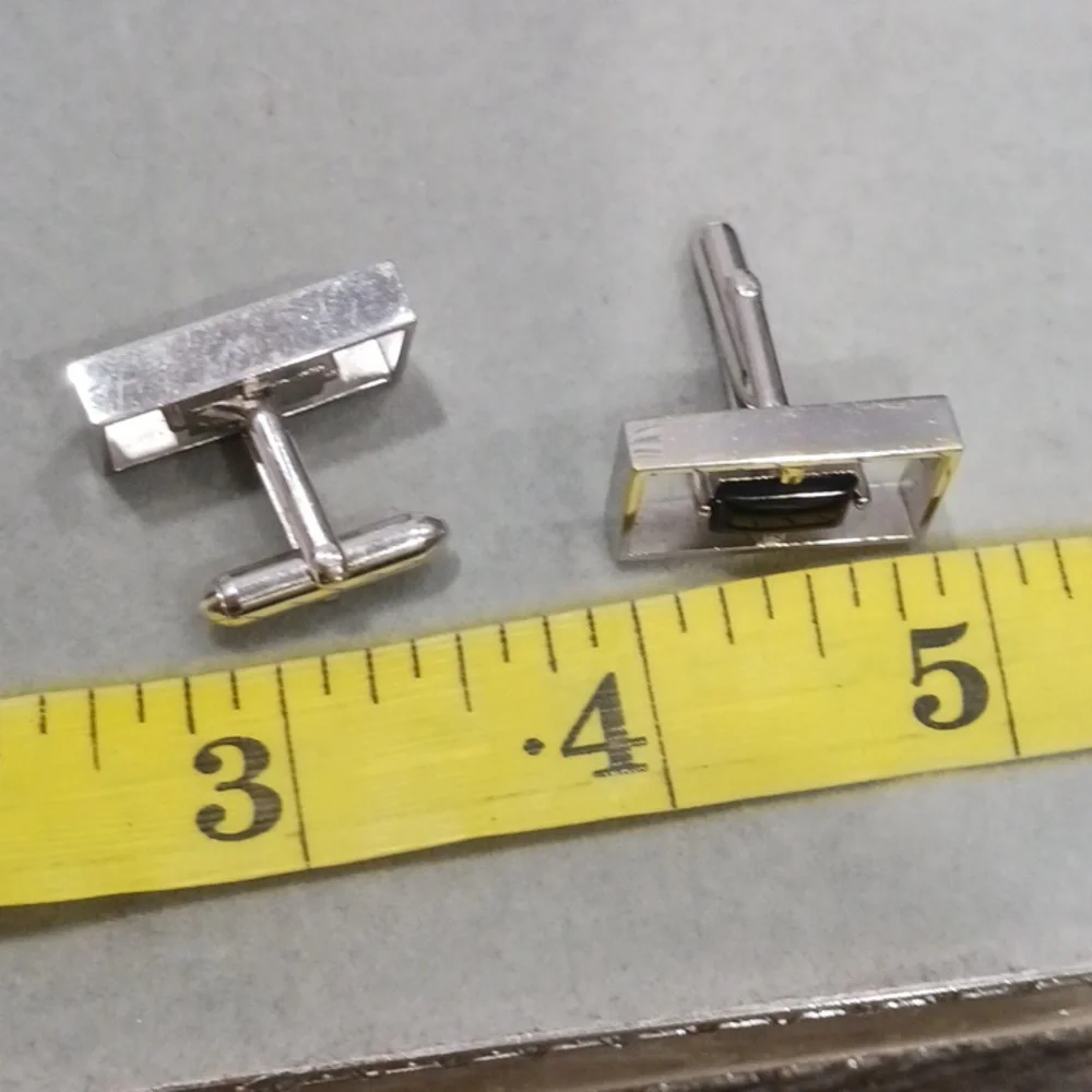 Swank Silver and Black Men's Cufflinks